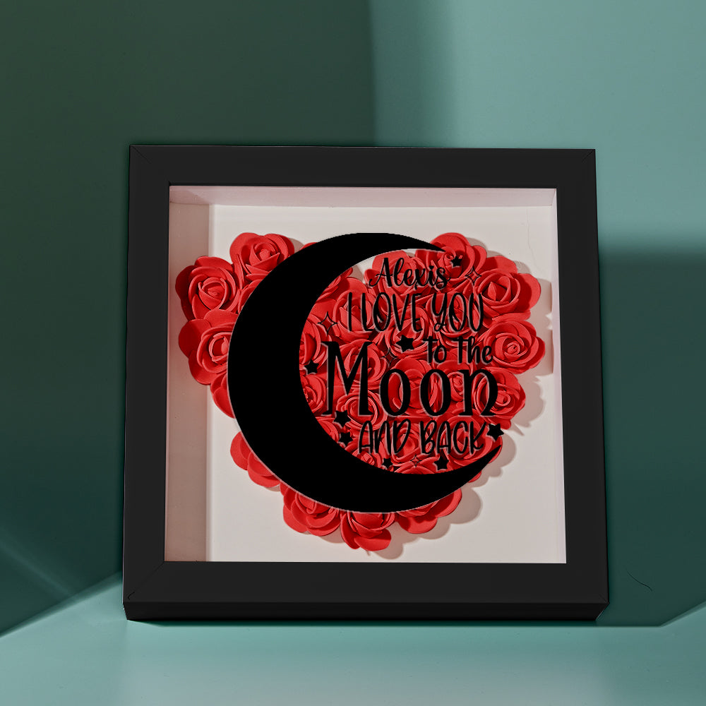Custom Flower Shadow Box Personalized Moon Flower Shadowbox Frame Mother's Day Gift - makephotopuzzleuk