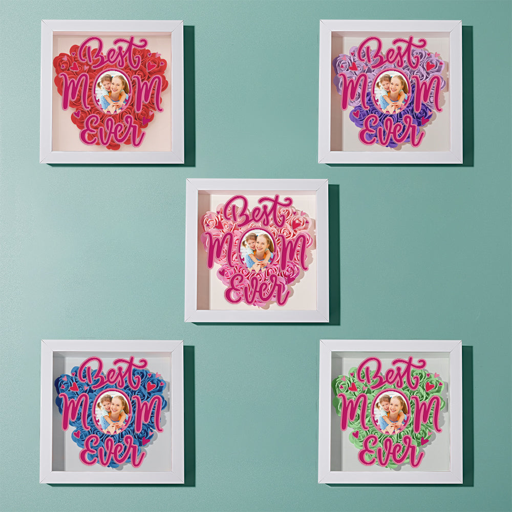 Personalized Photo Flower Shadow Box Frame Mother's Day Gift - makephotopuzzleuk