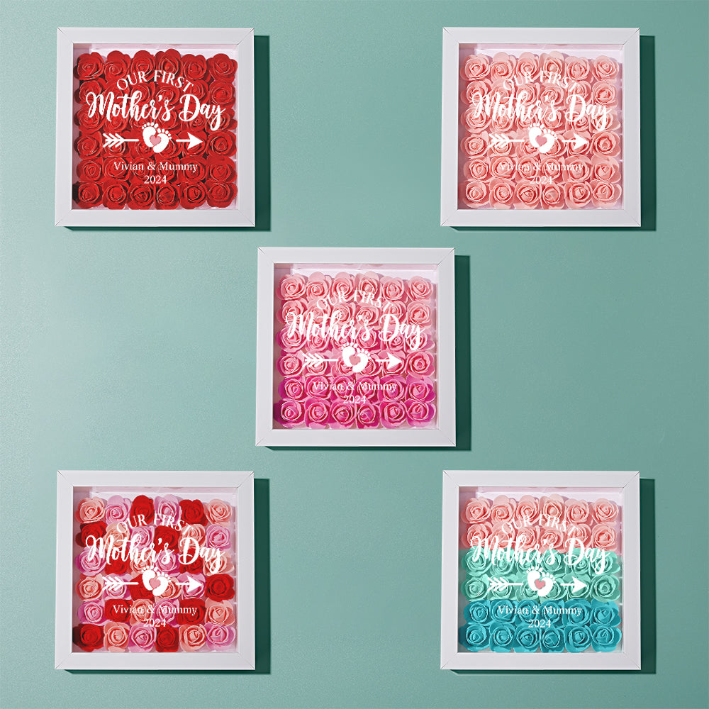 Custom Flower Shadow Box Personalized Flower Shadowbox Frame First Mother's Day Gift - makephotopuzzleuk