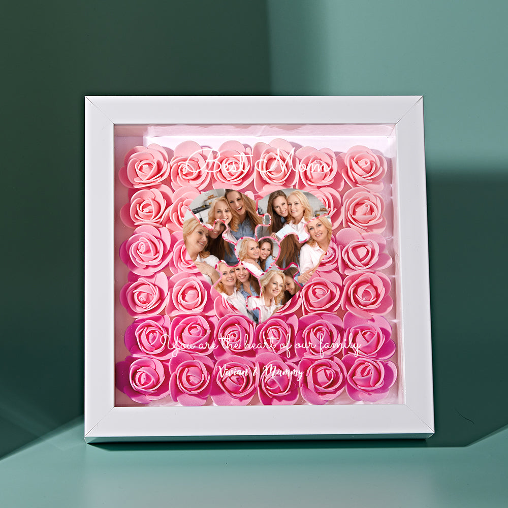 Custom Photo Puzzle Flower Shadow Box Personalized Flower Shadowbox Frame Mother's Day Gift - makephotopuzzleuk