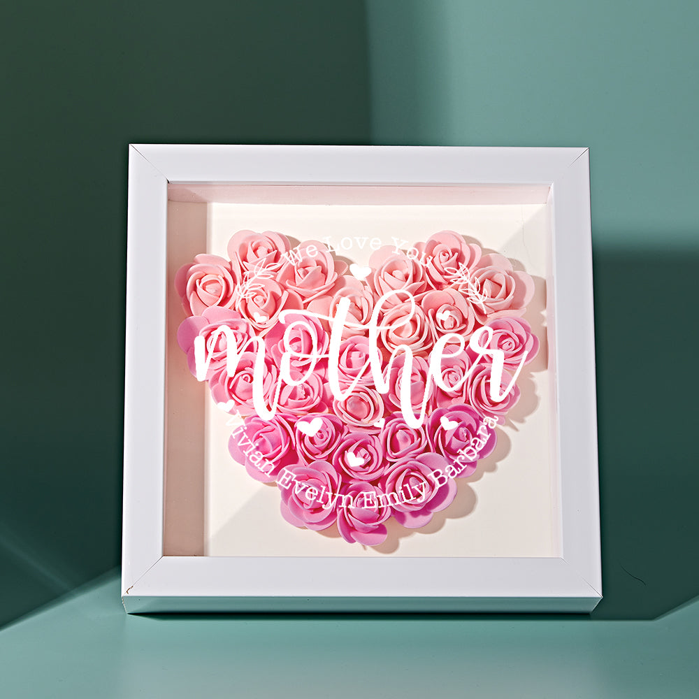 Custom Name Flower Shadow Box Personalized Flower Shadowbox Frame Mother's Day Gift - makephotopuzzleuk