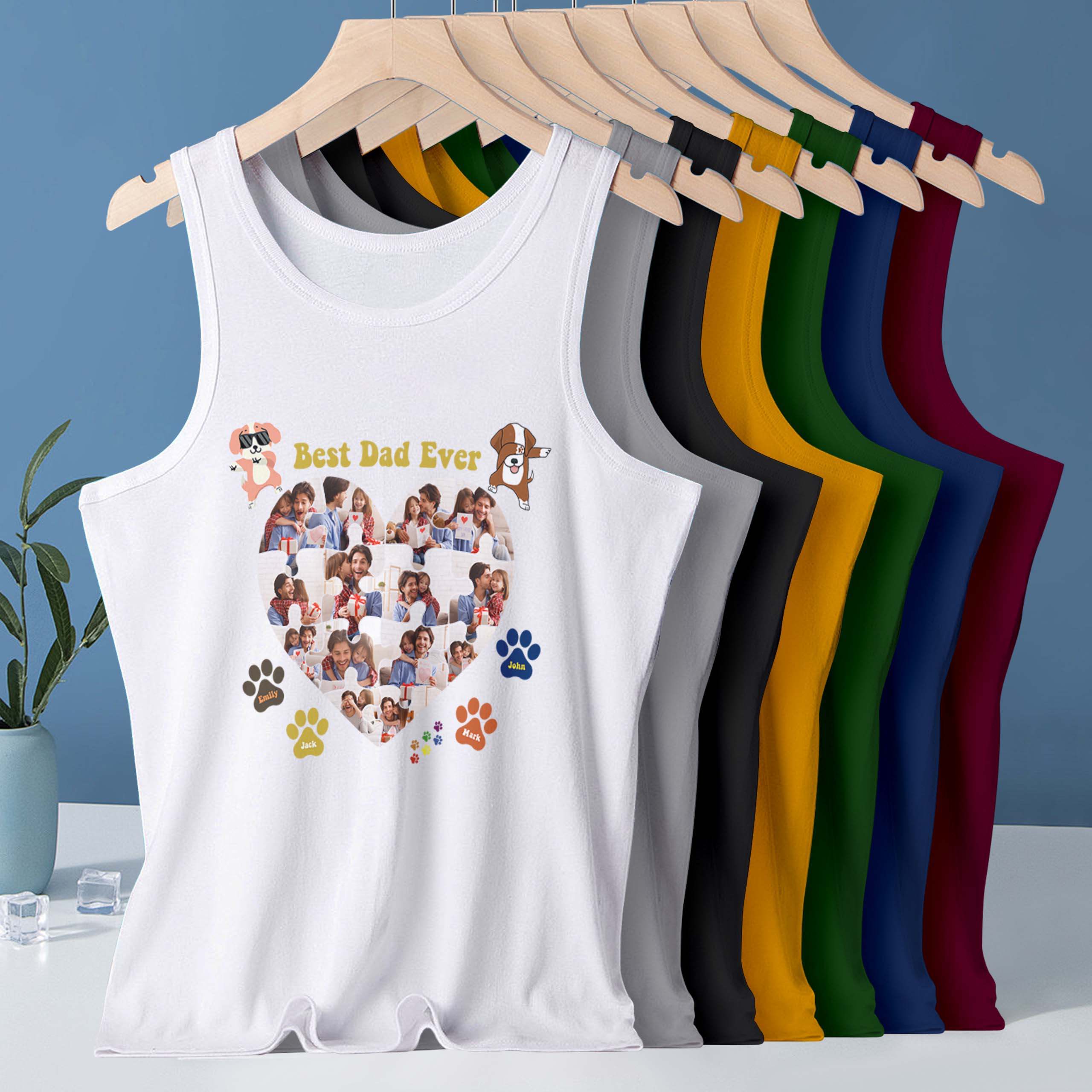 Custom Tank Top for Dog Dads, Best Dad Ever Shirt, Father's Day/Birthday Gifts for Dad Graphic Tee for Summer