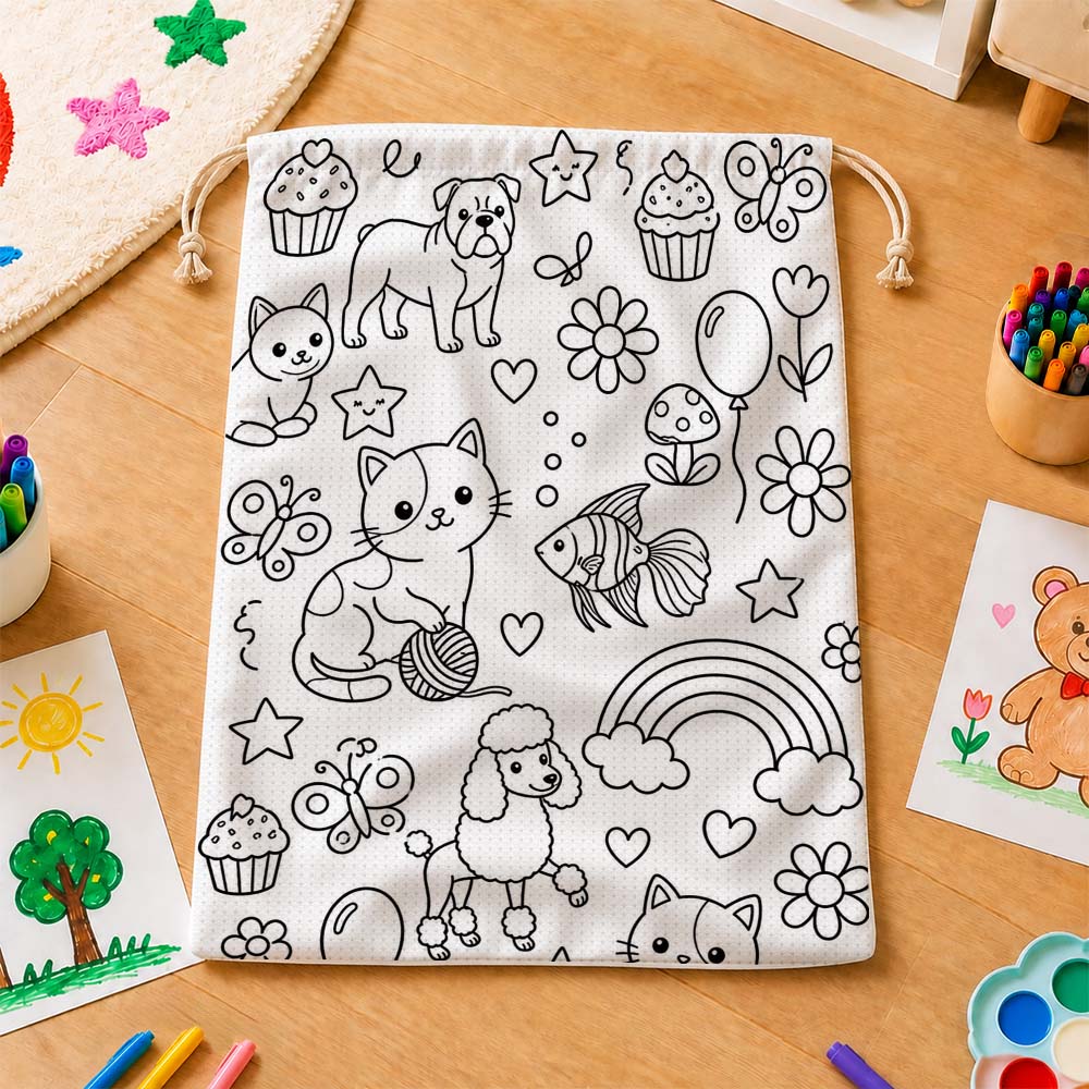 DIY Coloring Drawstring Bag For DIY Blanket