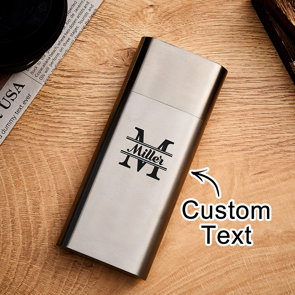 Personalized Name Stainless Steel Cigar Holder for 3 Cigars, Elegant Travel Cigar Case, Groom or Husband Gift, Father’s Day
