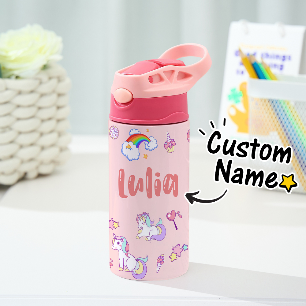 Custom Name Printed Kids Cute Water Bottle - Personalized Back To School Gifts For Kids