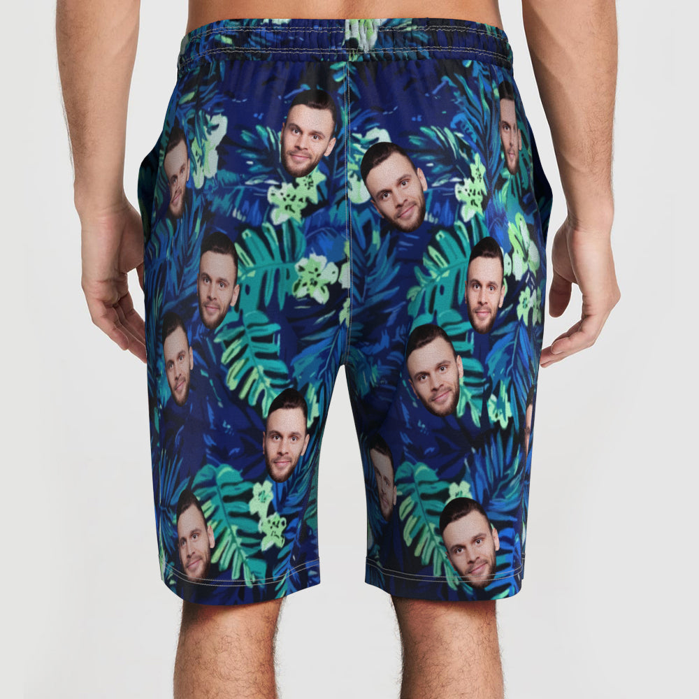 Custom Men's Face Swim Trunks Summer Seaside Vacation Beach Shorts - MyHawaiianShirts