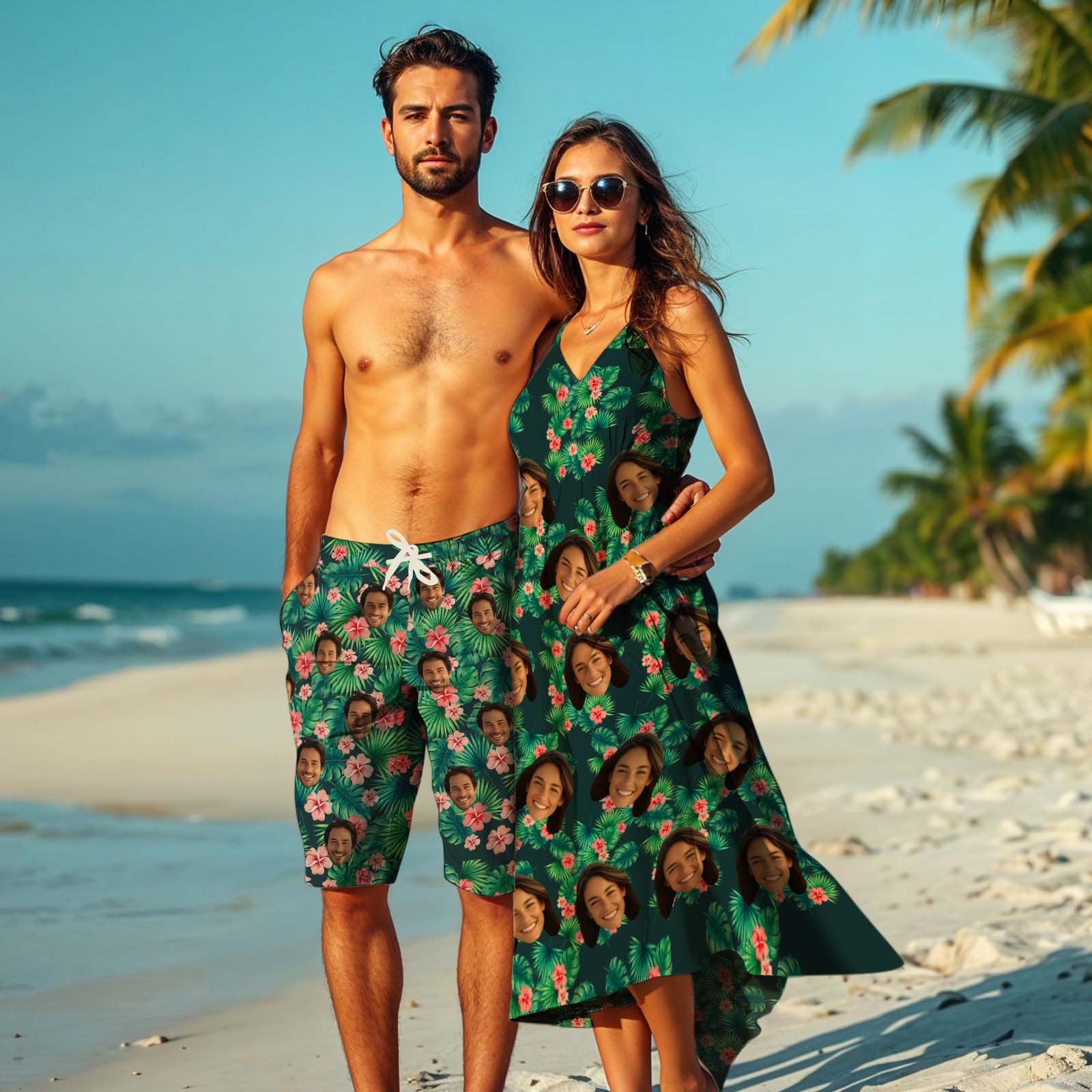 Leafy Bloom - Men's Custom Beach Trunks