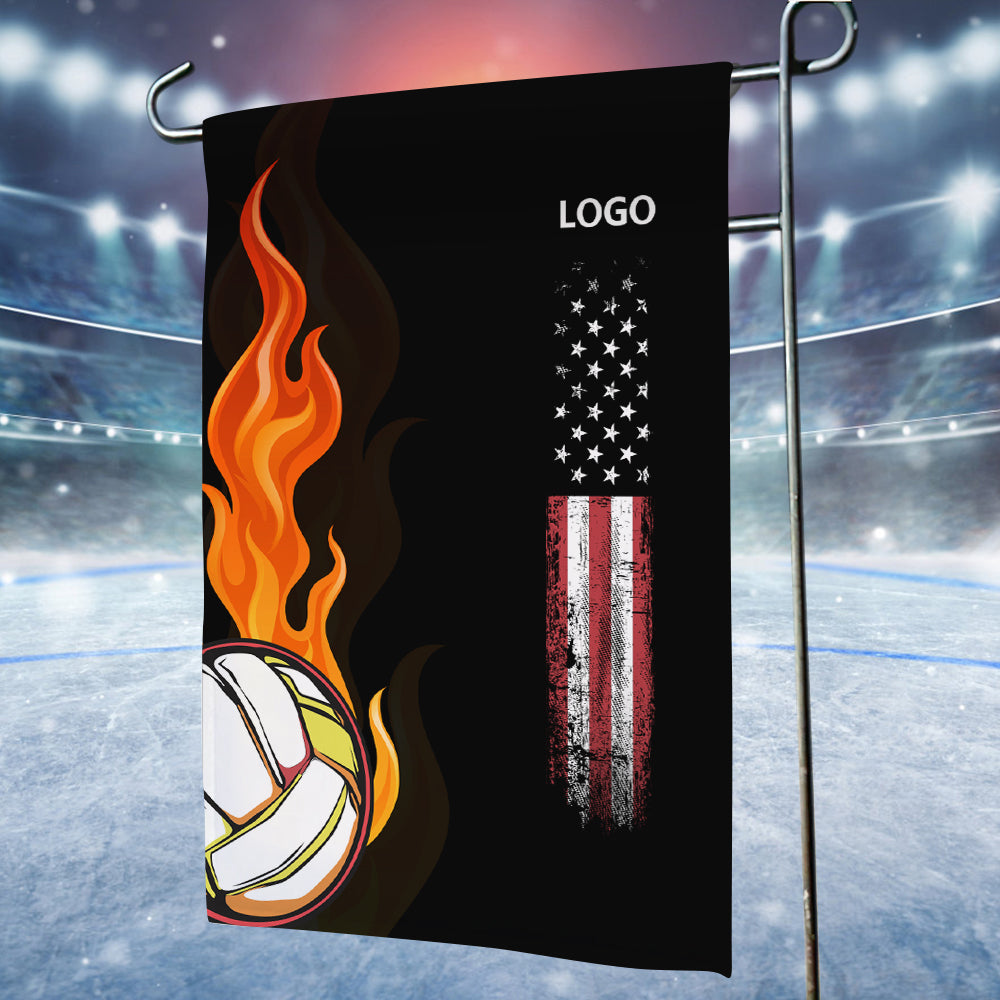 Custom Logo and Text Garden Flag Volleyball Flame Garden Flag