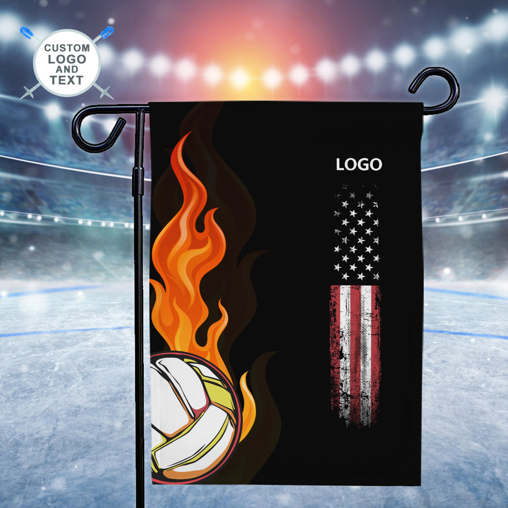 Custom Logo and Text Garden Flag Volleyball Flame Garden Flag