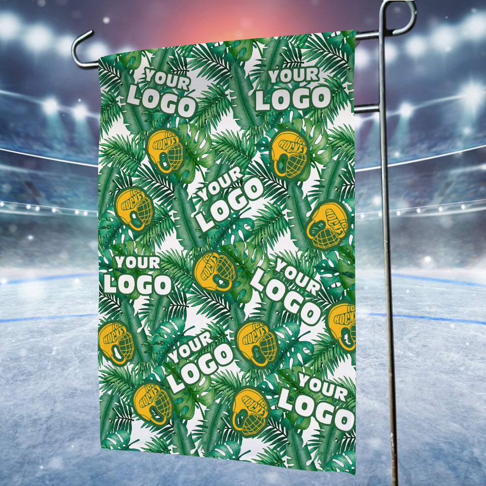Custom Your Logo Garden Flag Tropical Ice Hockey Yellow Helmet Flag