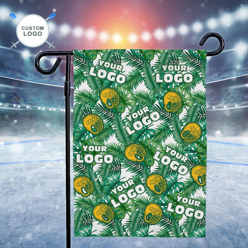 Custom Your Logo Garden Flag Tropical Ice Hockey Yellow Helmet Flag
