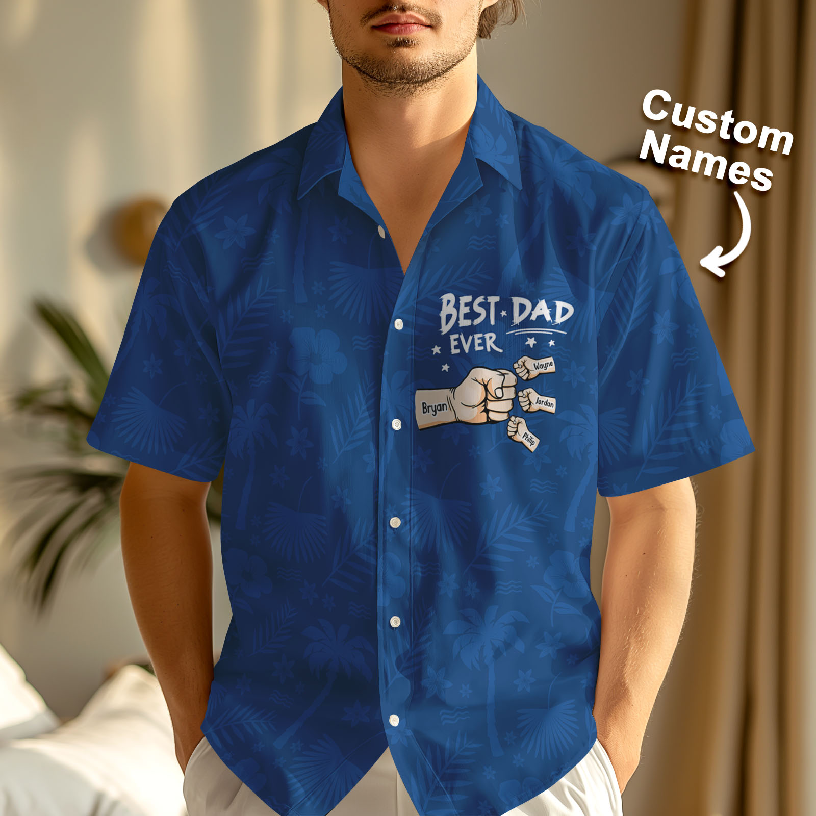 Custom Fist Hawaiian Aloha Shirt Gift Custom Button-down Shirt Gift For Dad/Grandpa