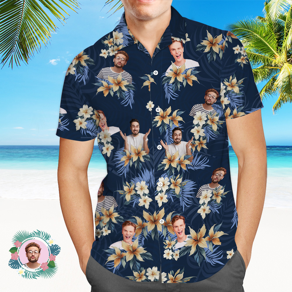 Custom Vintage Hawaiian Shirts With 1-3 Photos Custom Button-down Shirts