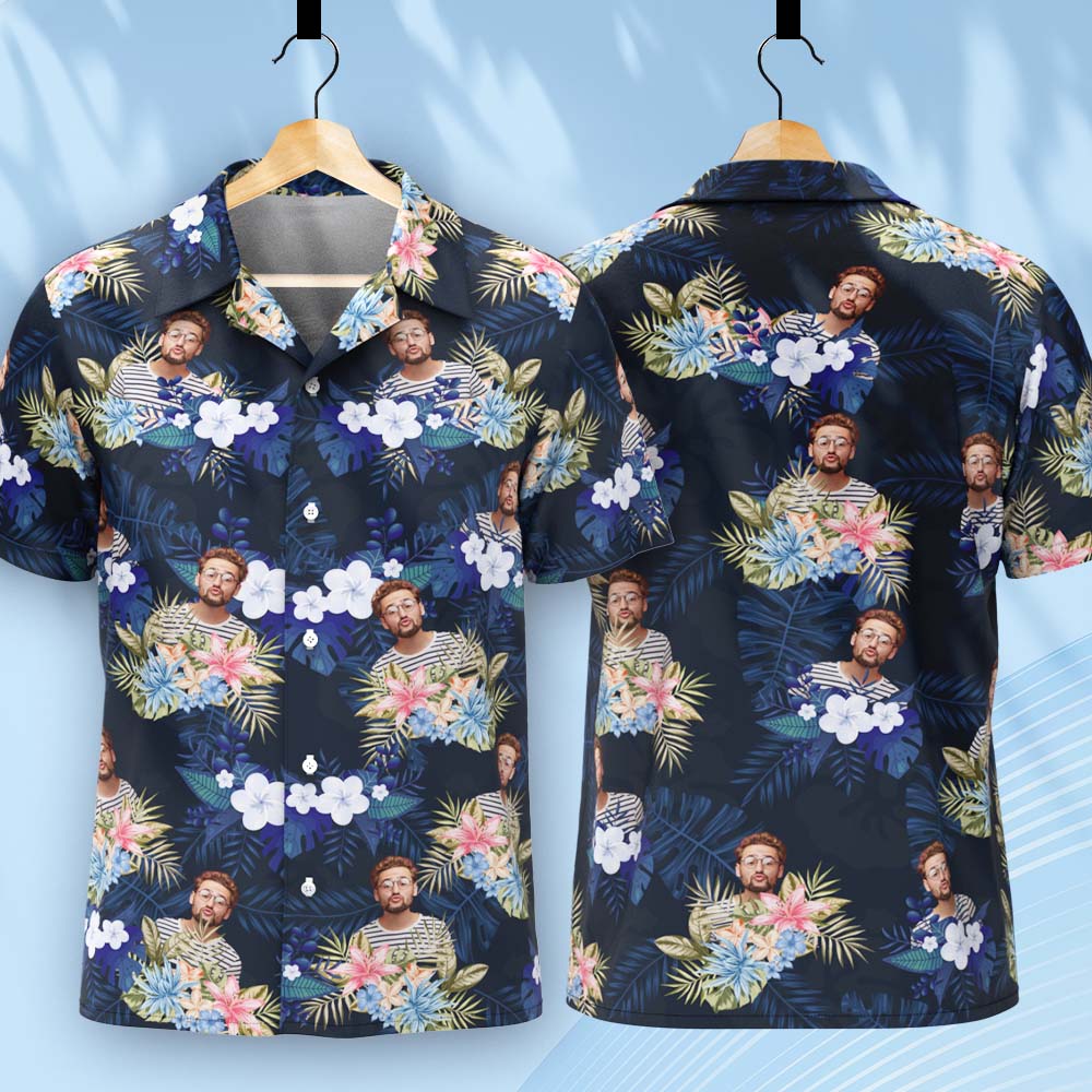 Custom Vintage Hawaiian Shirts Photo Button-down Shirts With Hawaiian Style Pattern Gifts For Him