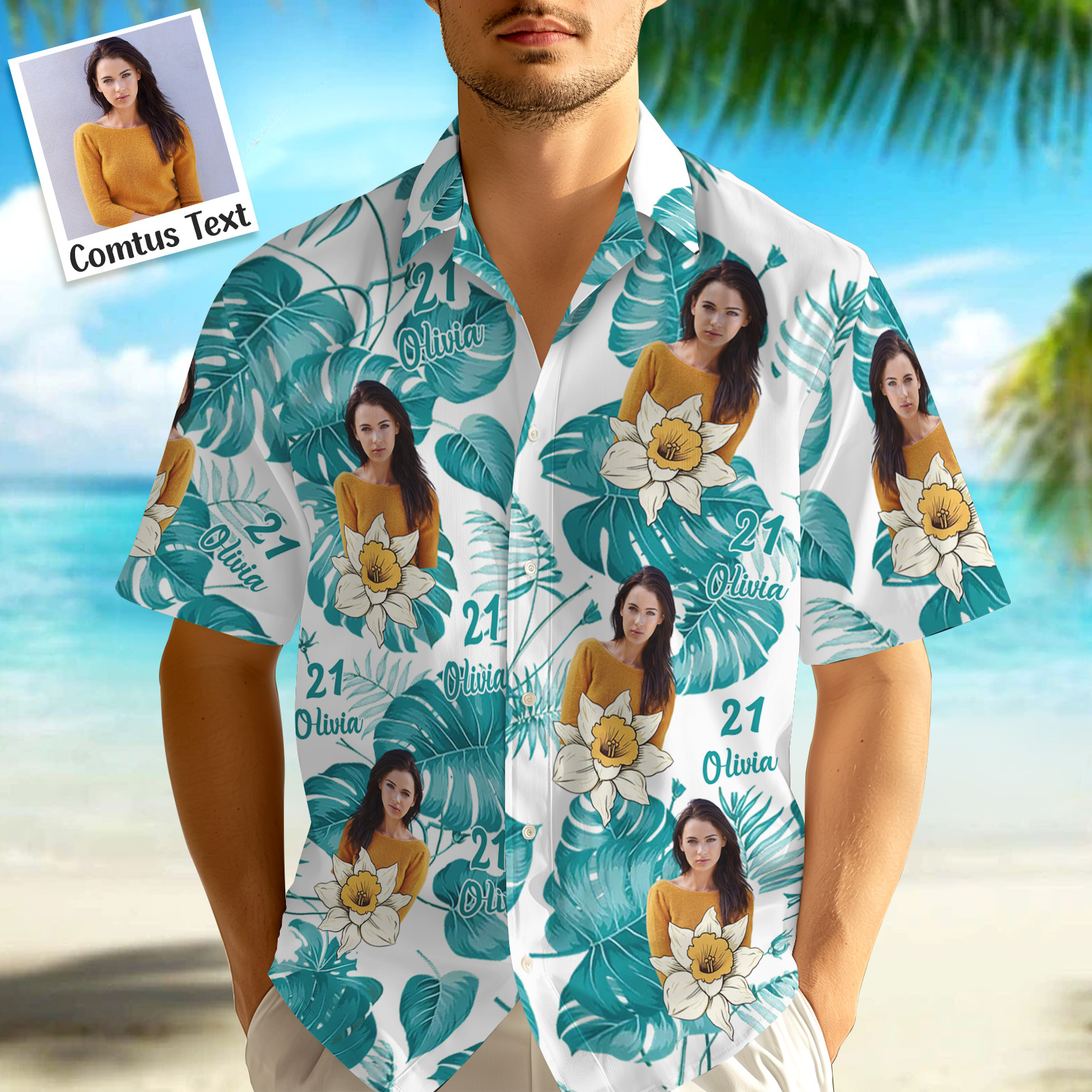 Birthday Hawaiian Shirts Custom Birthday Flowers Button-down Shirts With Photo & Age Gift For Him