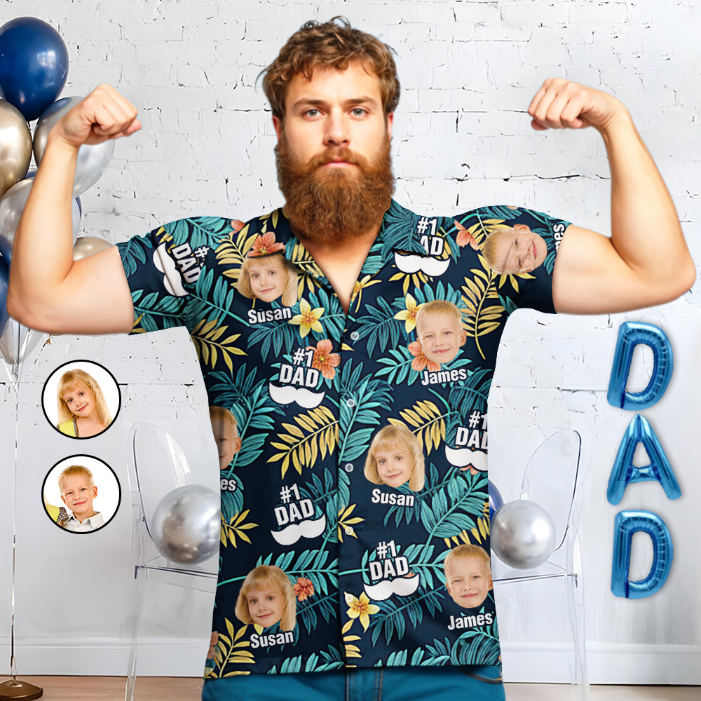 Custom Hawaiian Shirts Father's Day Button-Up Shirts with 1-3 Photos