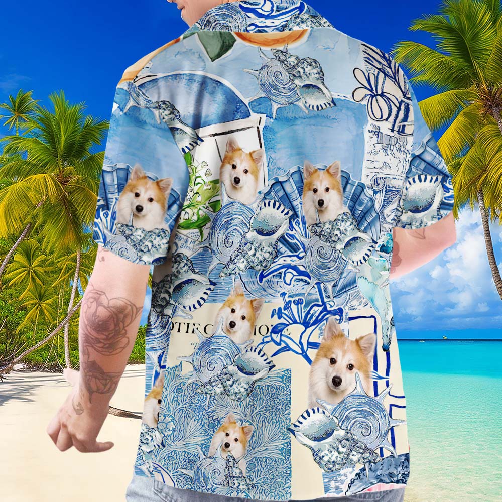 Custom Photo Blue Aesthetics Dog Hawaii Shirt - MyHawaiianShirts