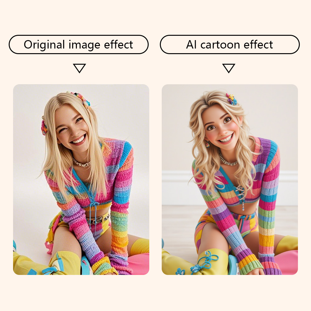 Custom Hawaiian Shirts AI Cartoon Effect Shirts, Customized Multi-image Button Shirt