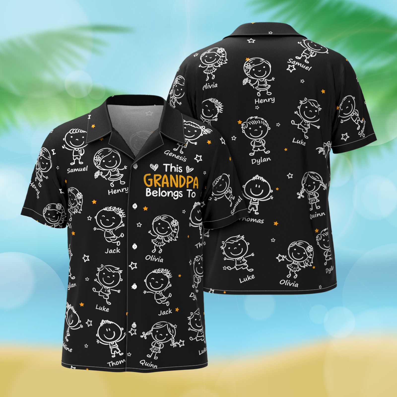 Custom Hawaiian Shirt This Grandpa Belongs To Doodle Personalized Grandpa of Doodle Hawaiian Shirt