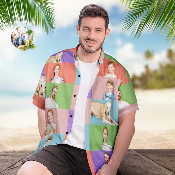 Custom Hawaiian Shirts With 5 Photos Personalized Hawaiian Shirts Gift For Him