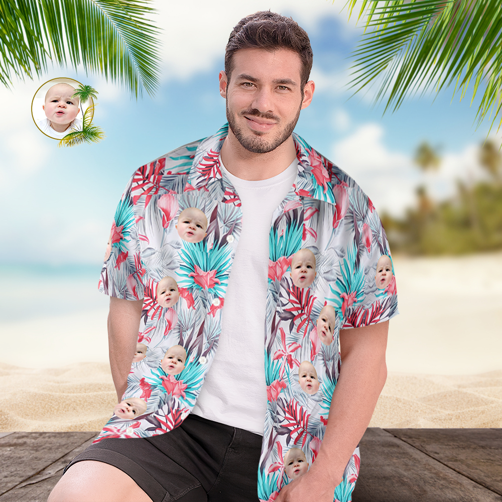 Hawaiian Shirt With Baby Face Men's All Over Print Aloha Romantic Hawaiian Style Shirt Gift 