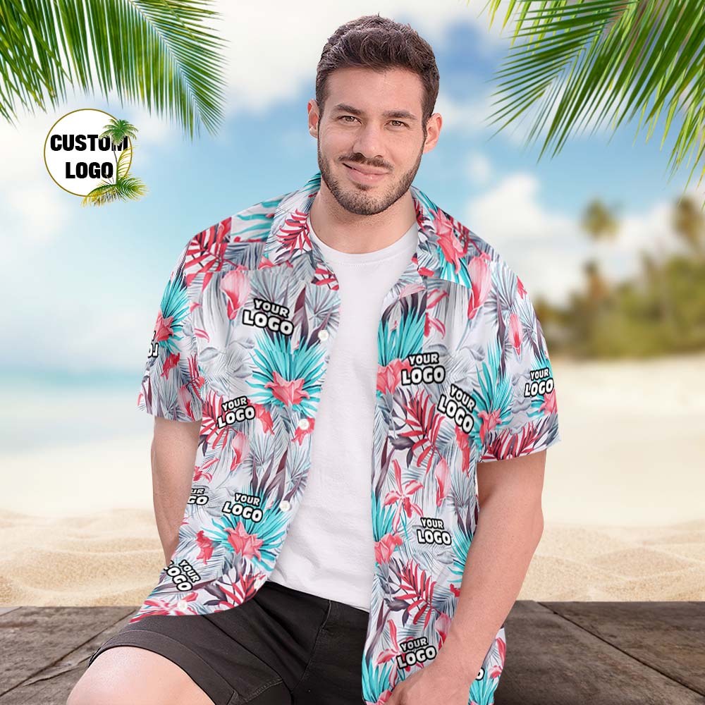Custom Logo Hawaiian Shirt Men's All Over Print Aloha Shirt Gift Romantic Hawaiian Style