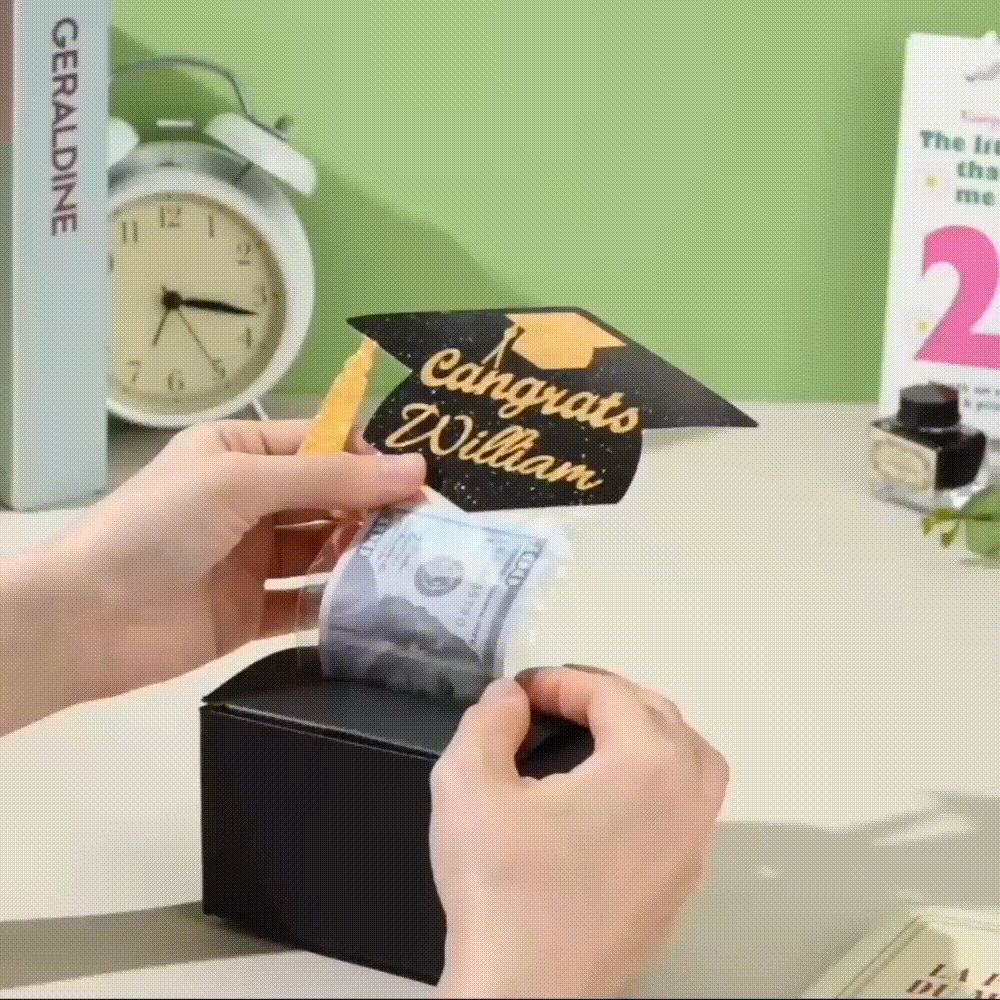 Personalized Graduation Cap Pull Out Money Gift Box Money Holder with 30pcs Transparent Bags Gift for Graduates