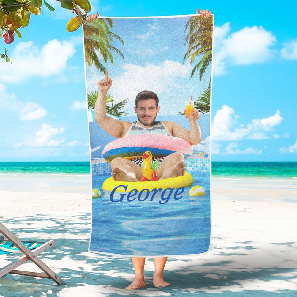 Father's Day Gift, Personalized Beach Towel For Adults Couple Gifts For Him, Quick Dry , Beer Belly Father , No Sand Microfiber Beach Towel