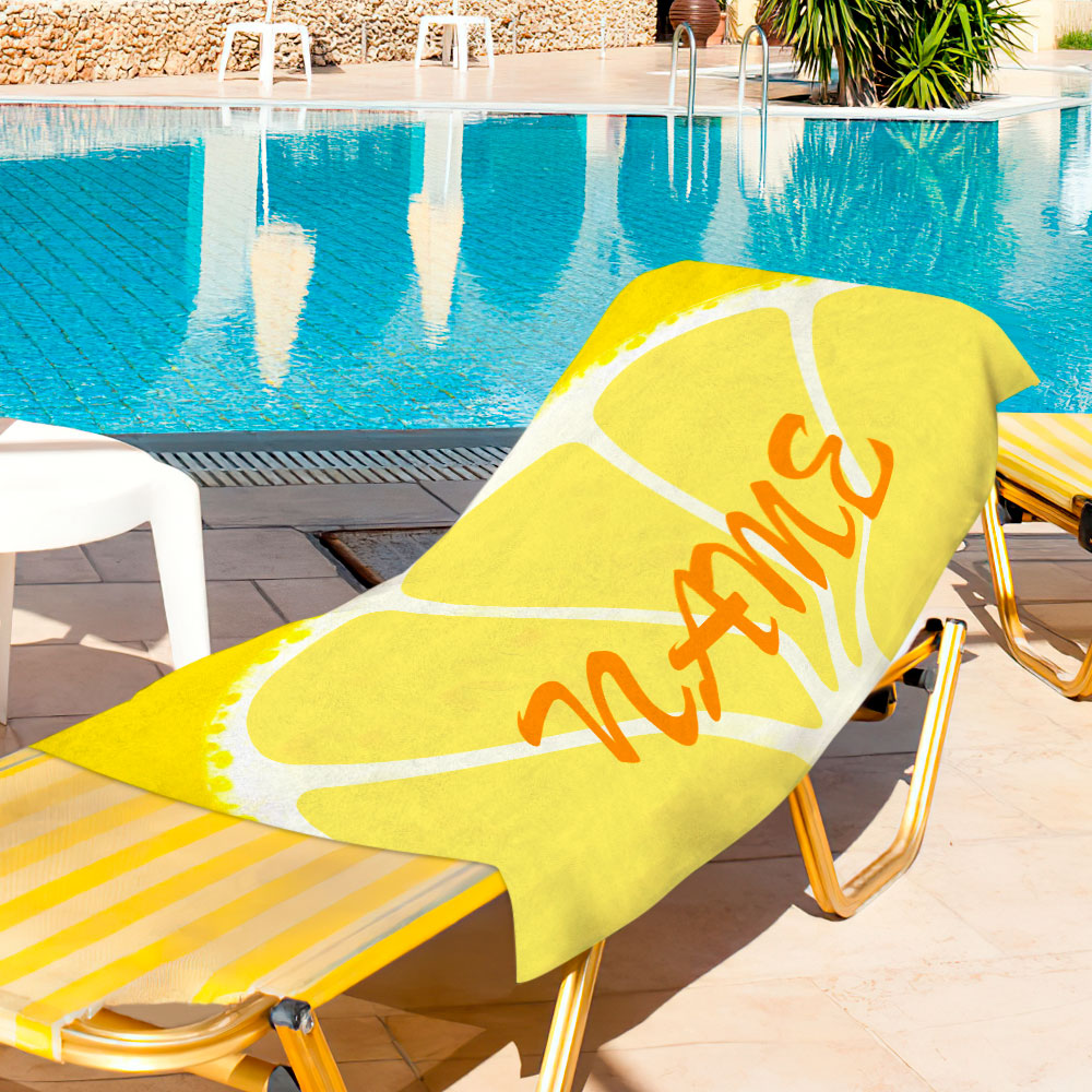 Personalized Bath Towel Custom Name Lemon Beach Towel Gift for Family - MyFaceTshirt