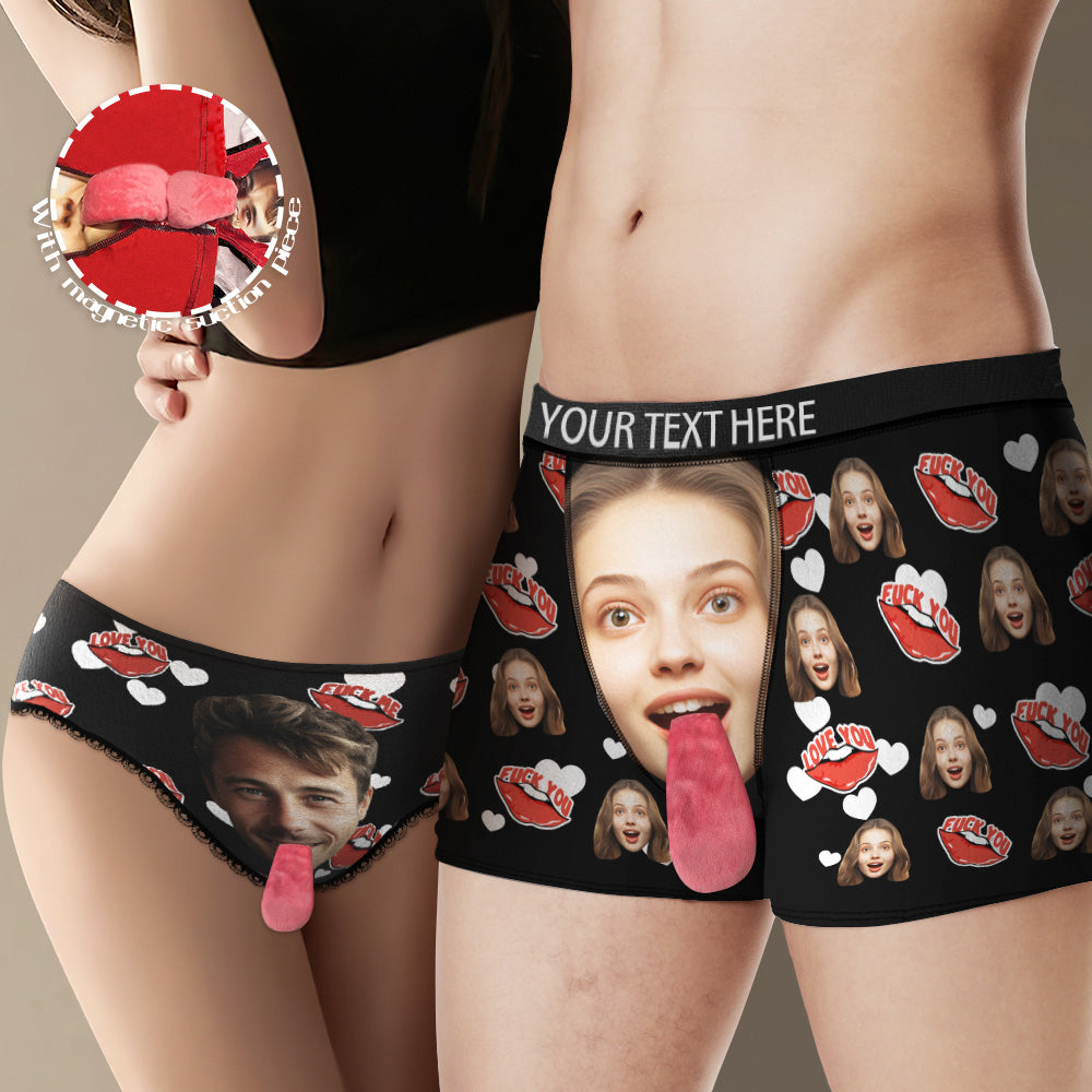 Custom Face Underwear Personalized Magnetic Tongue Underwear Love You Valentine's Gifts for Couple - MyHawaiianShirts
