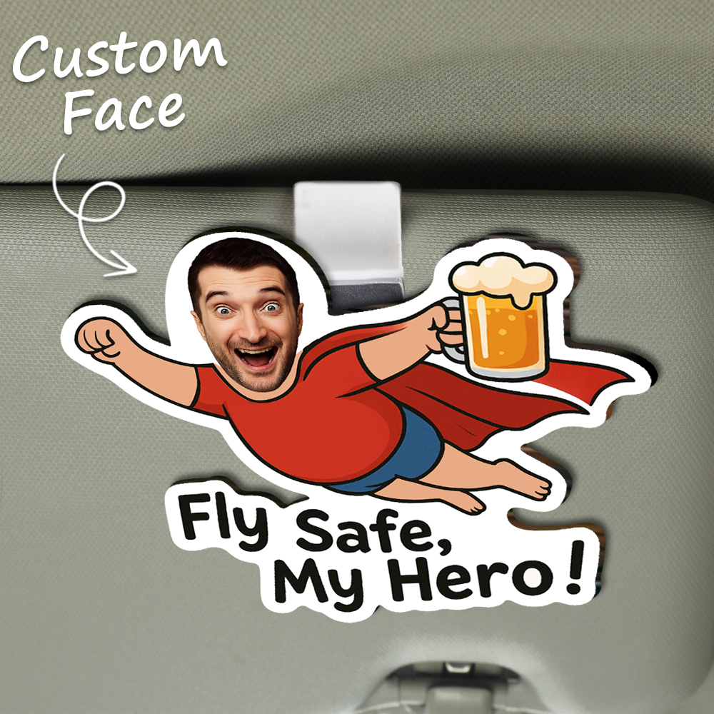 Custom Photo Car Visor Clip Husband Meme Gifts Valentines Day Gifts for Him Personalized Car Visor Clip-Drive Safe