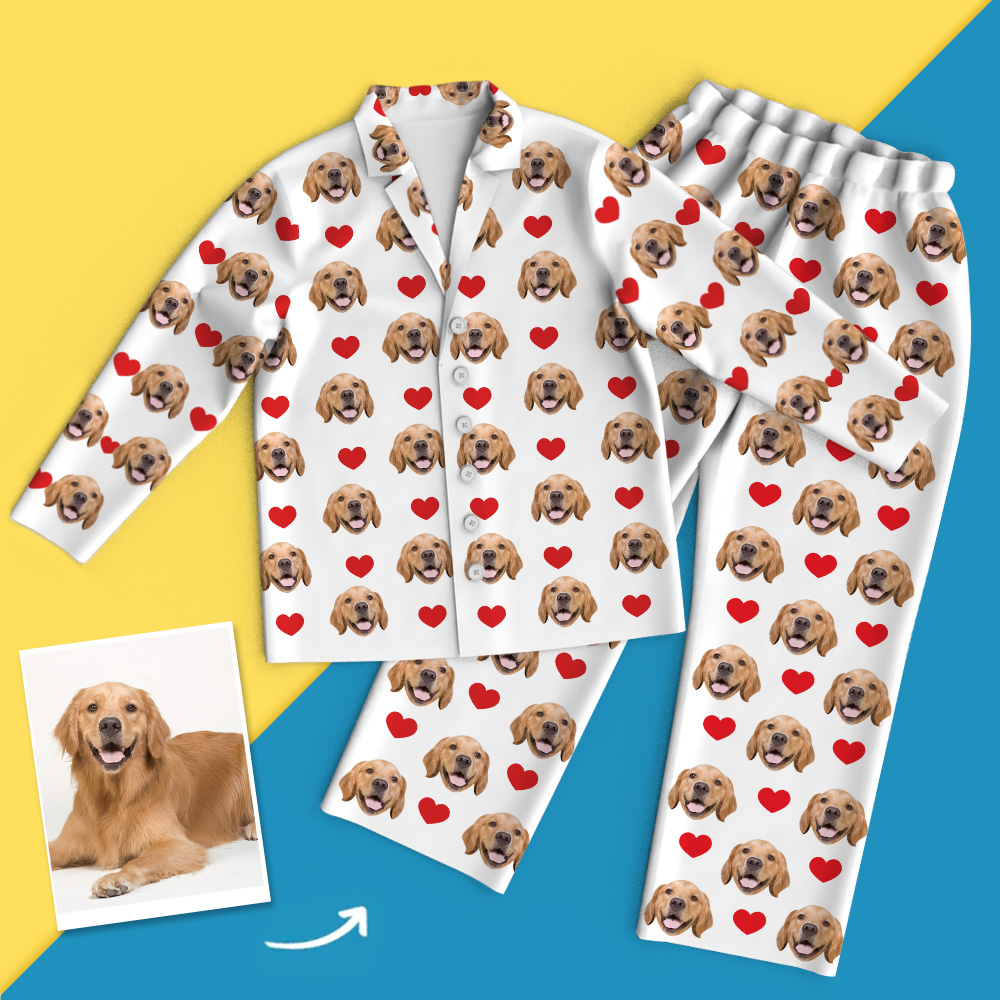 Custom Pet Face Pajamas Colorful- Heart