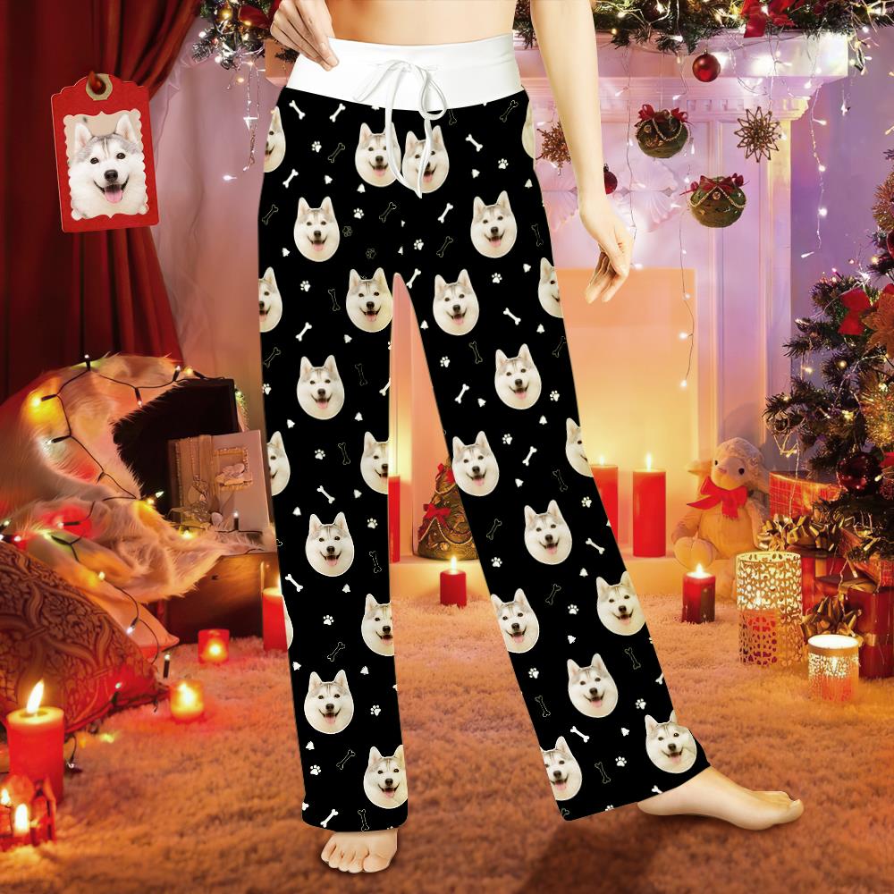 Custom Face Pants Ladie's Loose Wide-leg Pants Lovely Dog Face Christmas Gift for Her