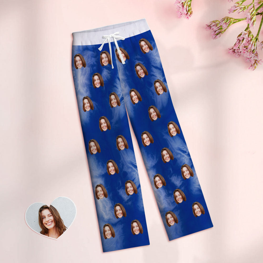 Custom Women Tie-dye Pajamas Blue Tie-dye Pajamas Pants