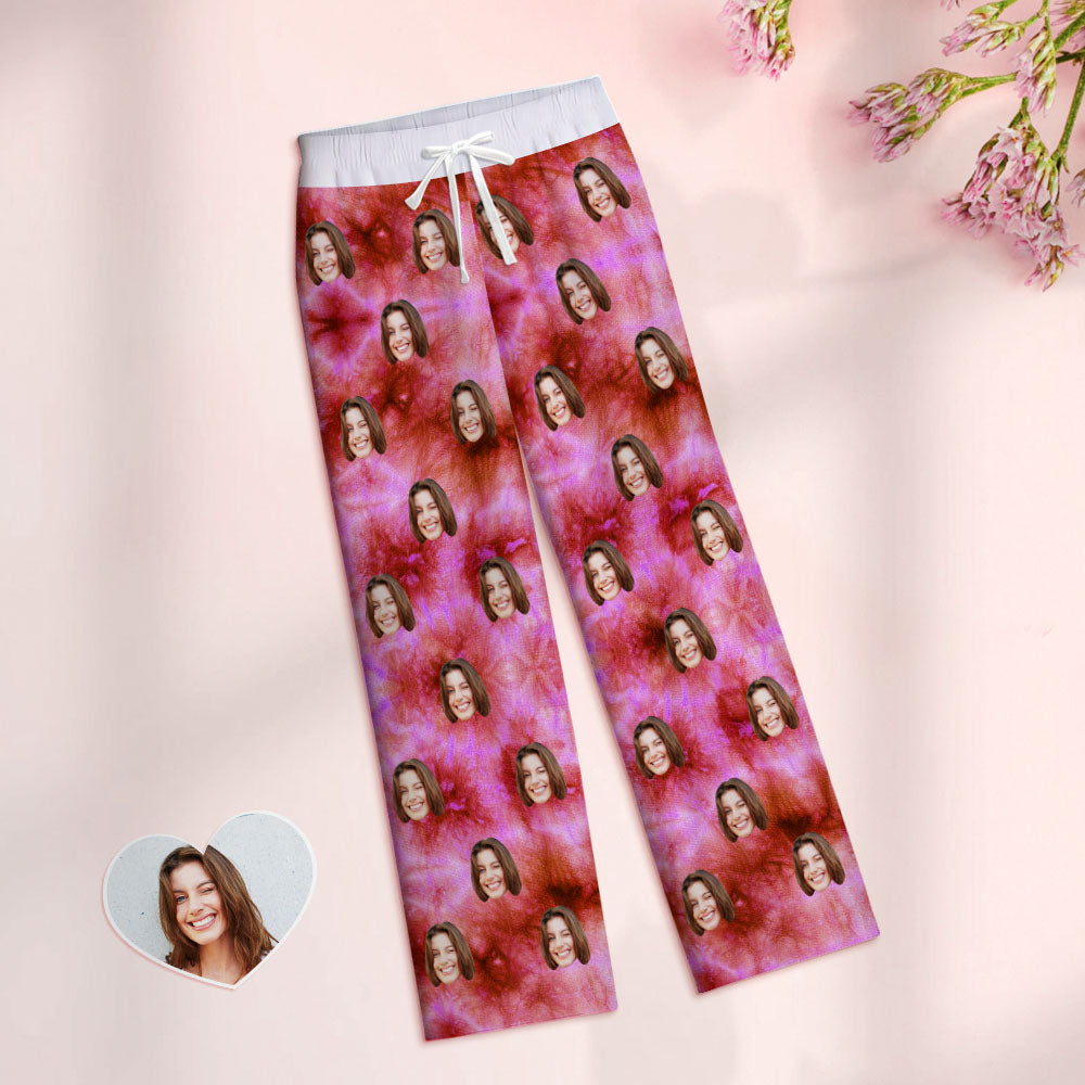 Custom Women Tie-dye Pajamas Pink Tie-dye Pajamas Pants