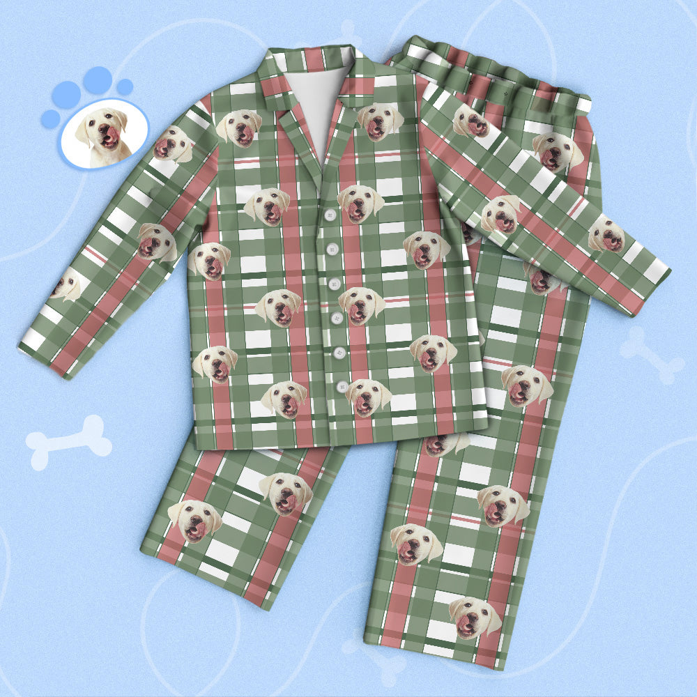 Custom Pet Face Pajamas Checkered Pet Pajamas