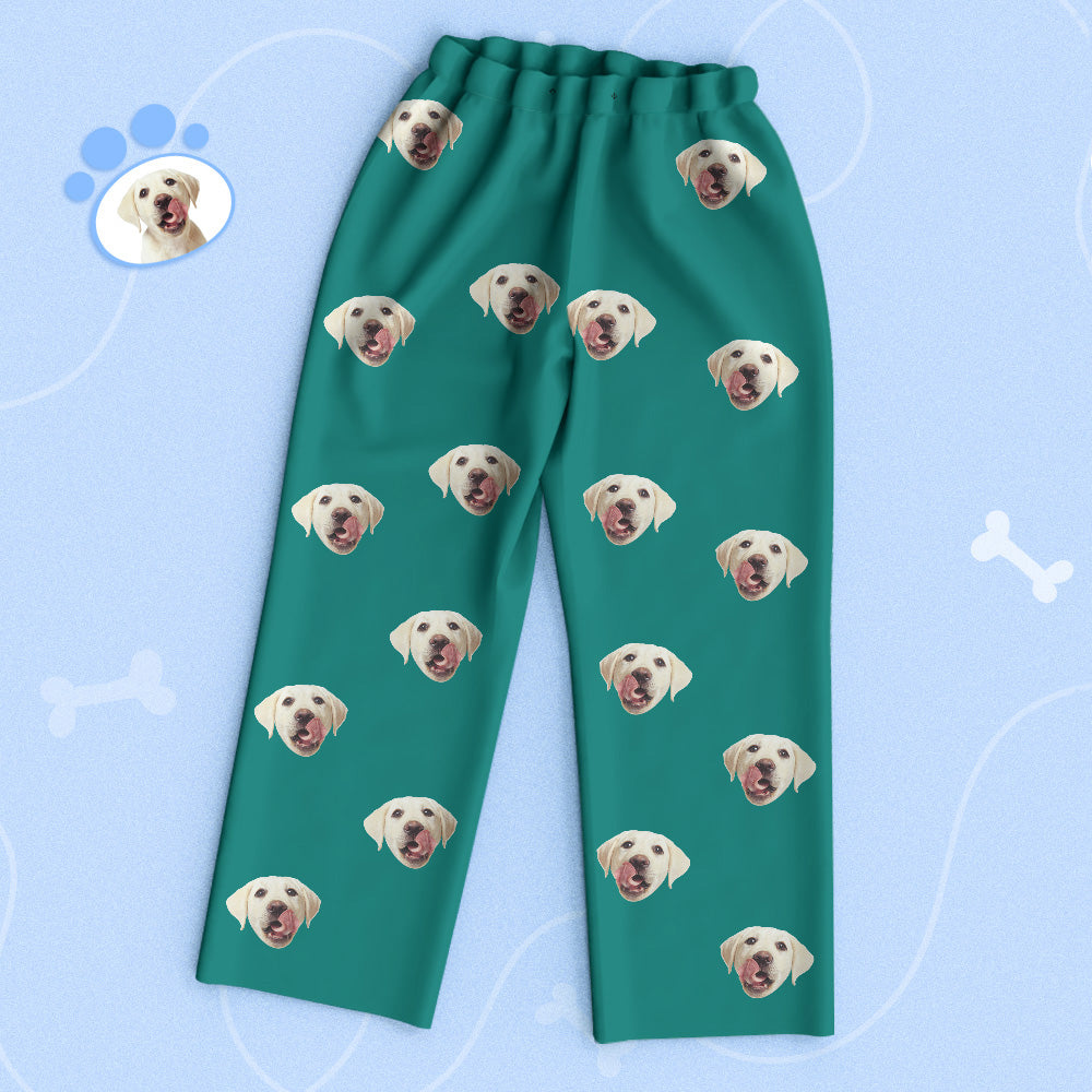 Custom Green Pet Face Pajamas Persoalized Face Pajamas