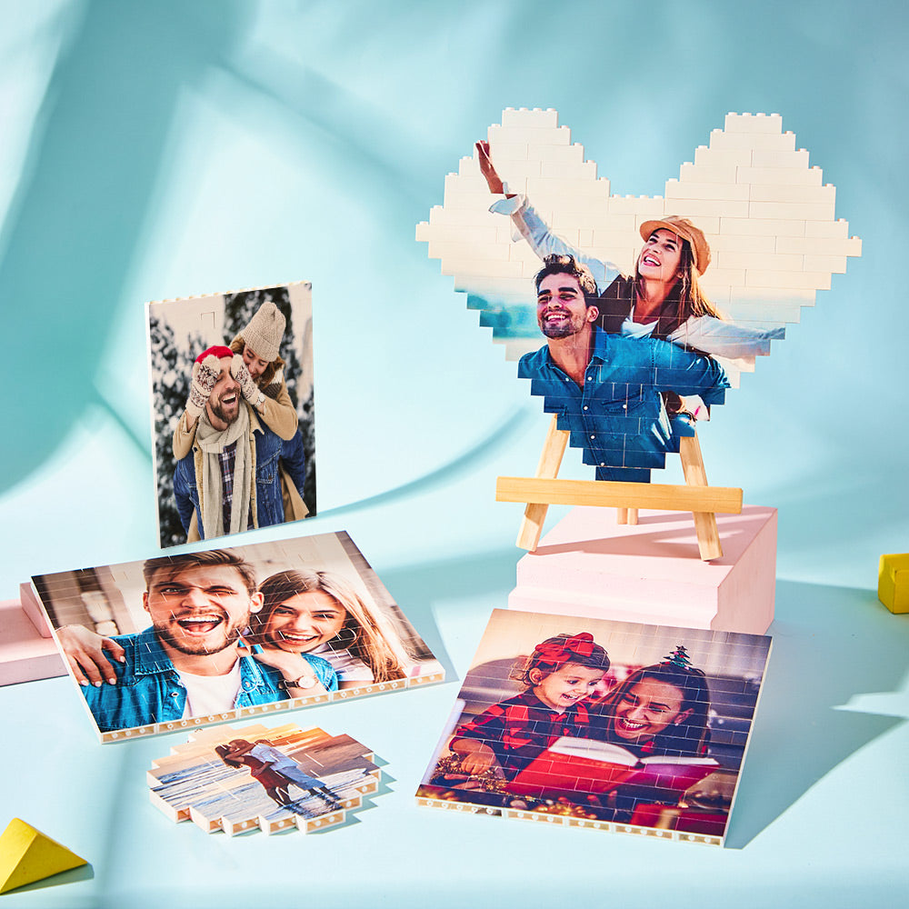 Birthday's Day Gifts Custom Photo Building Brick Personalized Music Code Block Heart Shaped Photo Block Gifts for Her