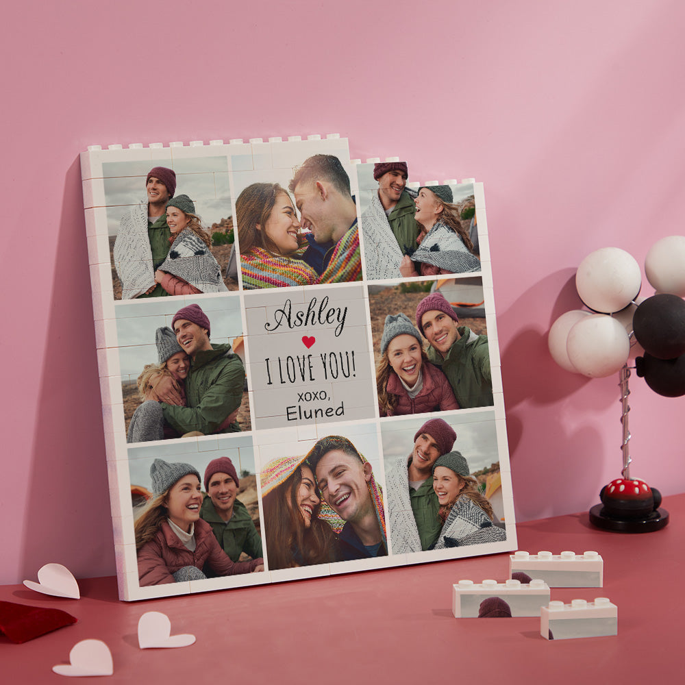 Custom Building Block Puzzle Square Photo Brick I Love You XOXO - MyHawaiianShirts