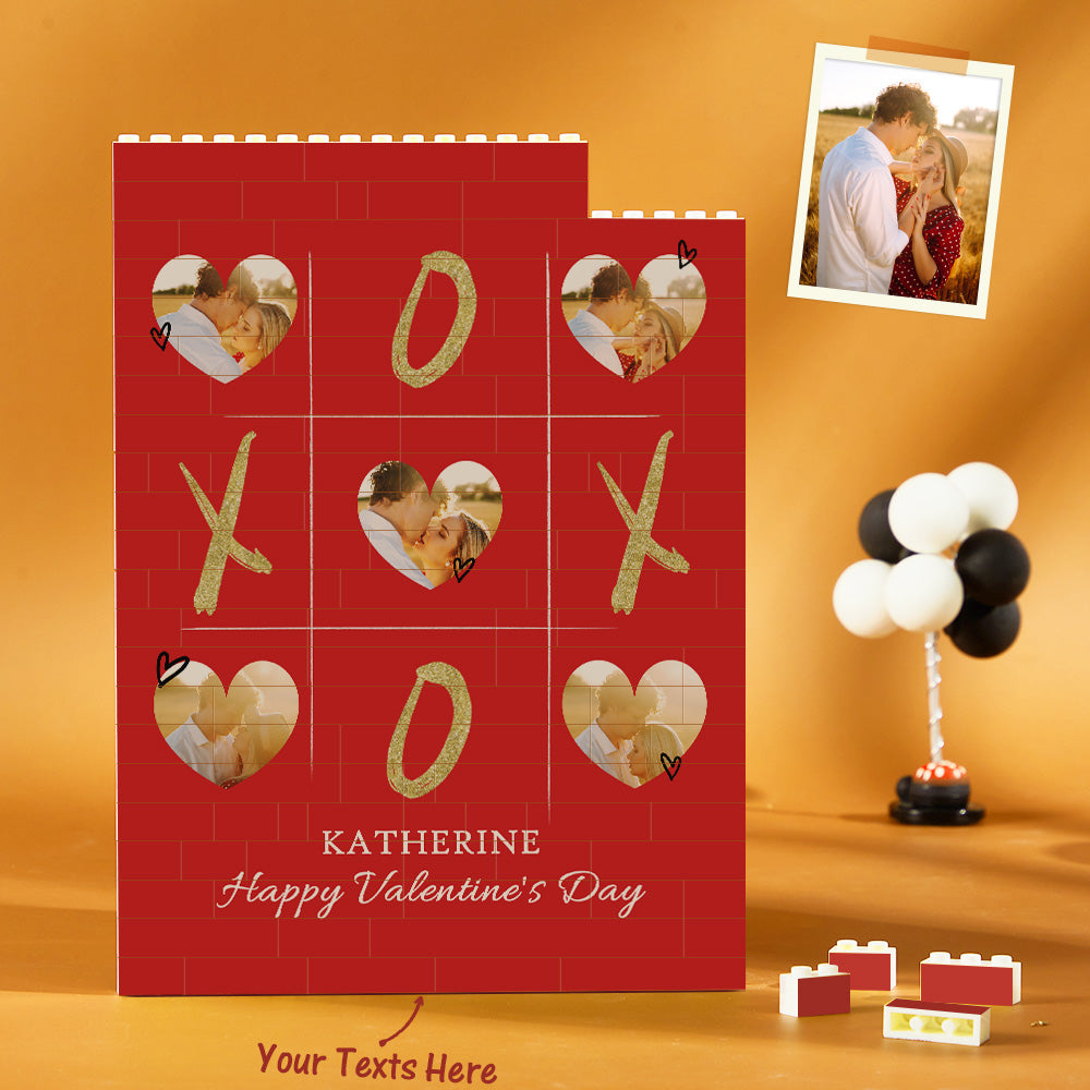 Custom Building Block Puzzle Vertical Building Photo Brick for Lover Happy Valentine's Day XOXO - MyHawaiianShirts