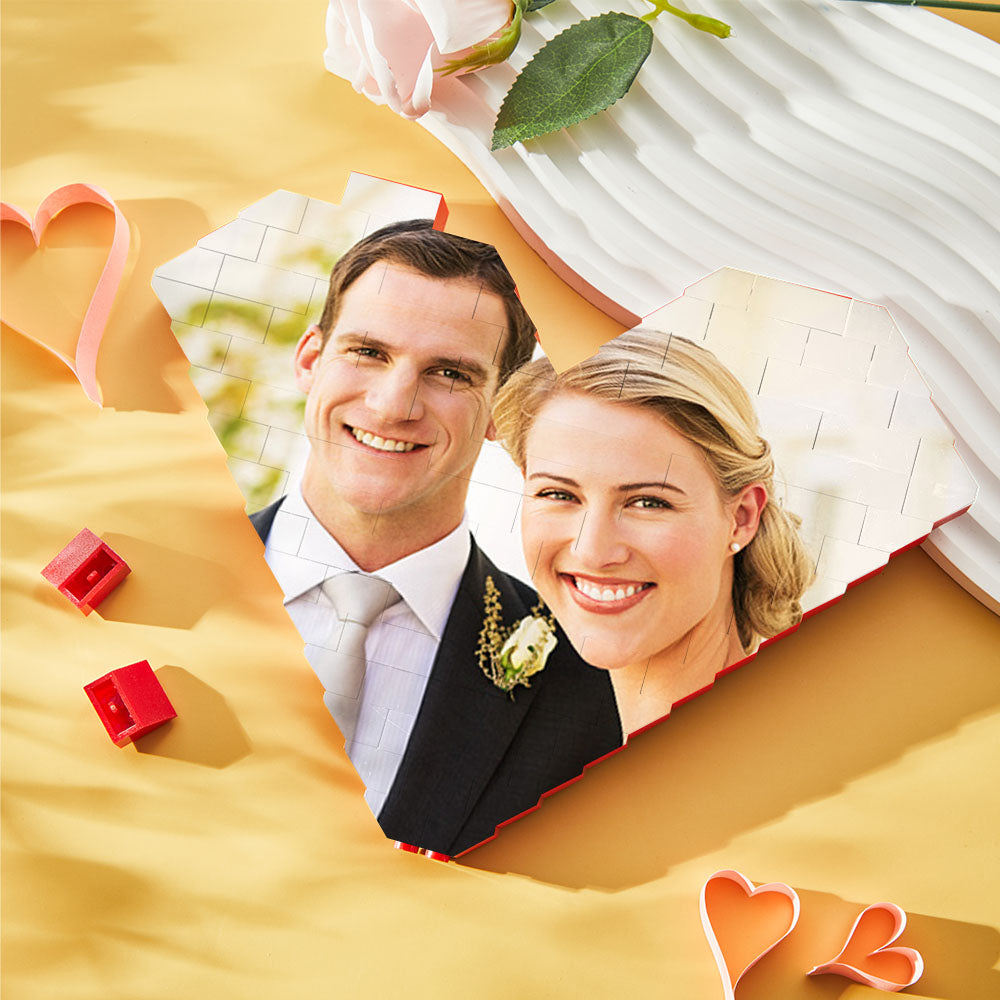 Personalised Building Brick Heart Valentine's Day Gifts Custom Photo Block Toy Home Decor For Lover - MyHawaiianShirts