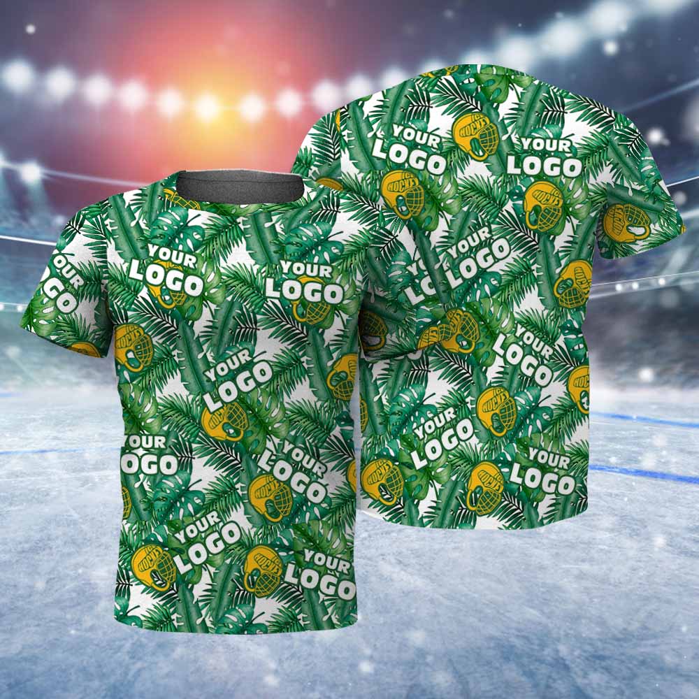 Custom Your Logo T-Shirt Tropical Ice Hockey Yellow Helmet T-shirt