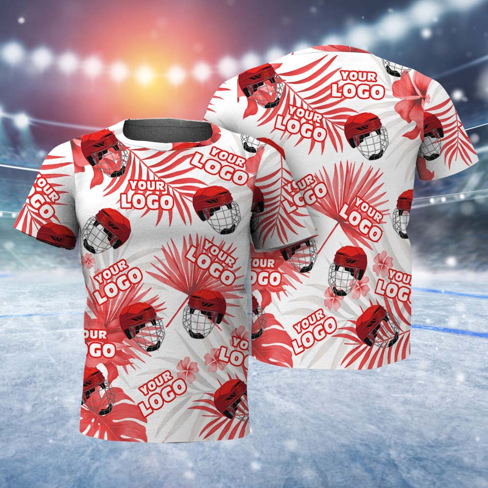 Custom Mens Logo T-shirt Aloha Red Leaves T-shirt