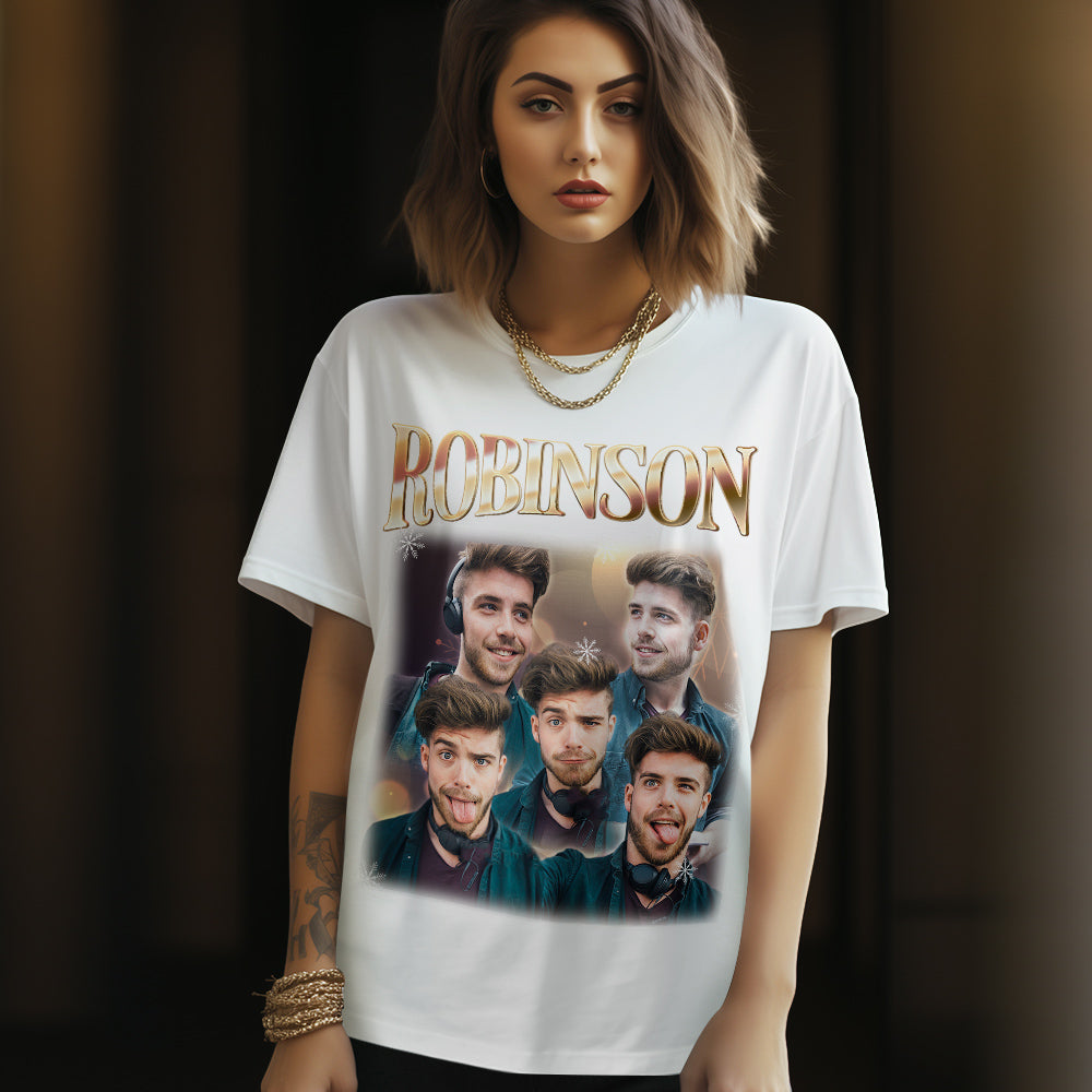 Personalized Photo Vintage Tee Custom Name and Photo T-Shirt Vintage Couple T-shirt - MyHawaiianShirts