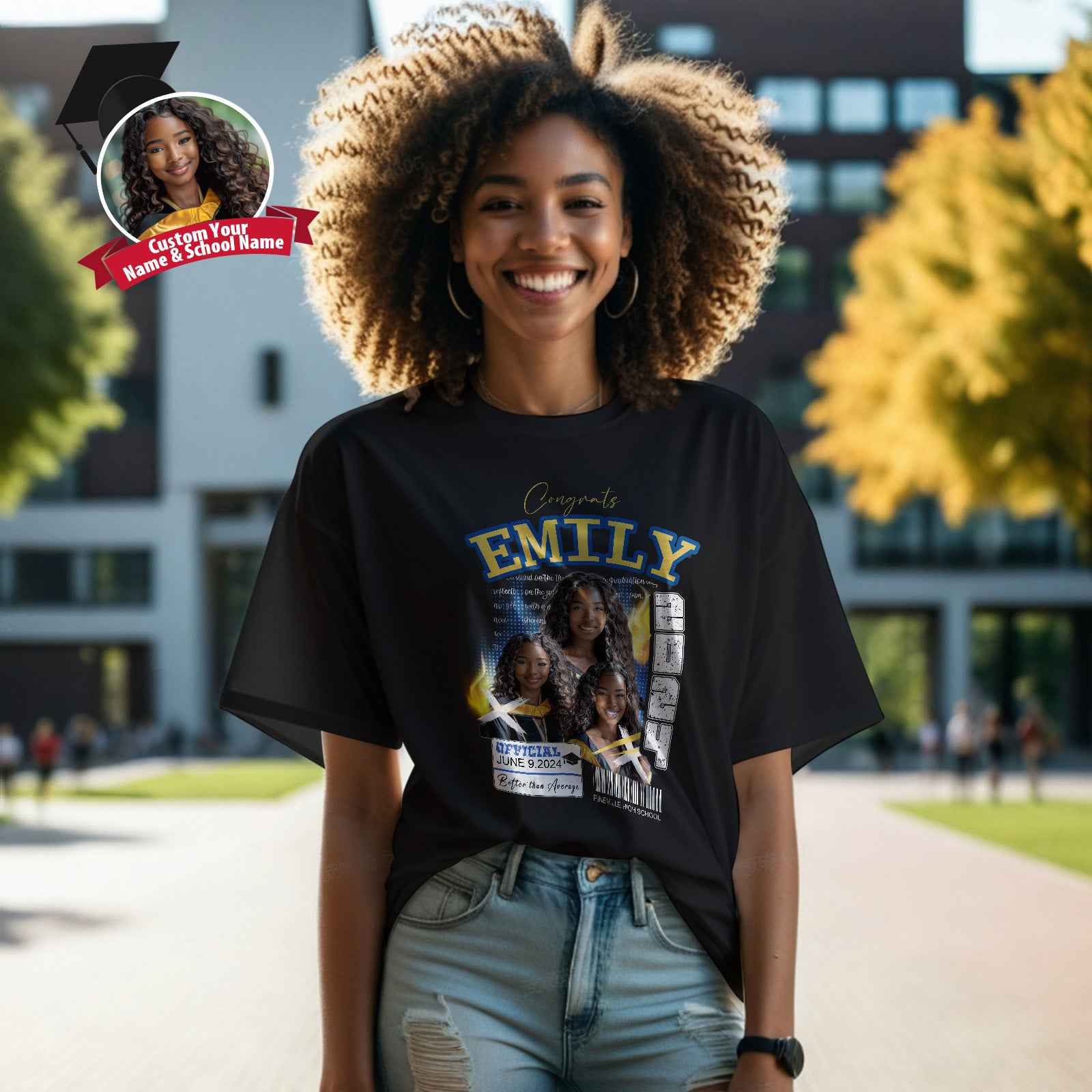 Custom Photo Vintage T-shirt Personalized 2024 Graduation T-Shirt with Name - MyHawaiianShirts