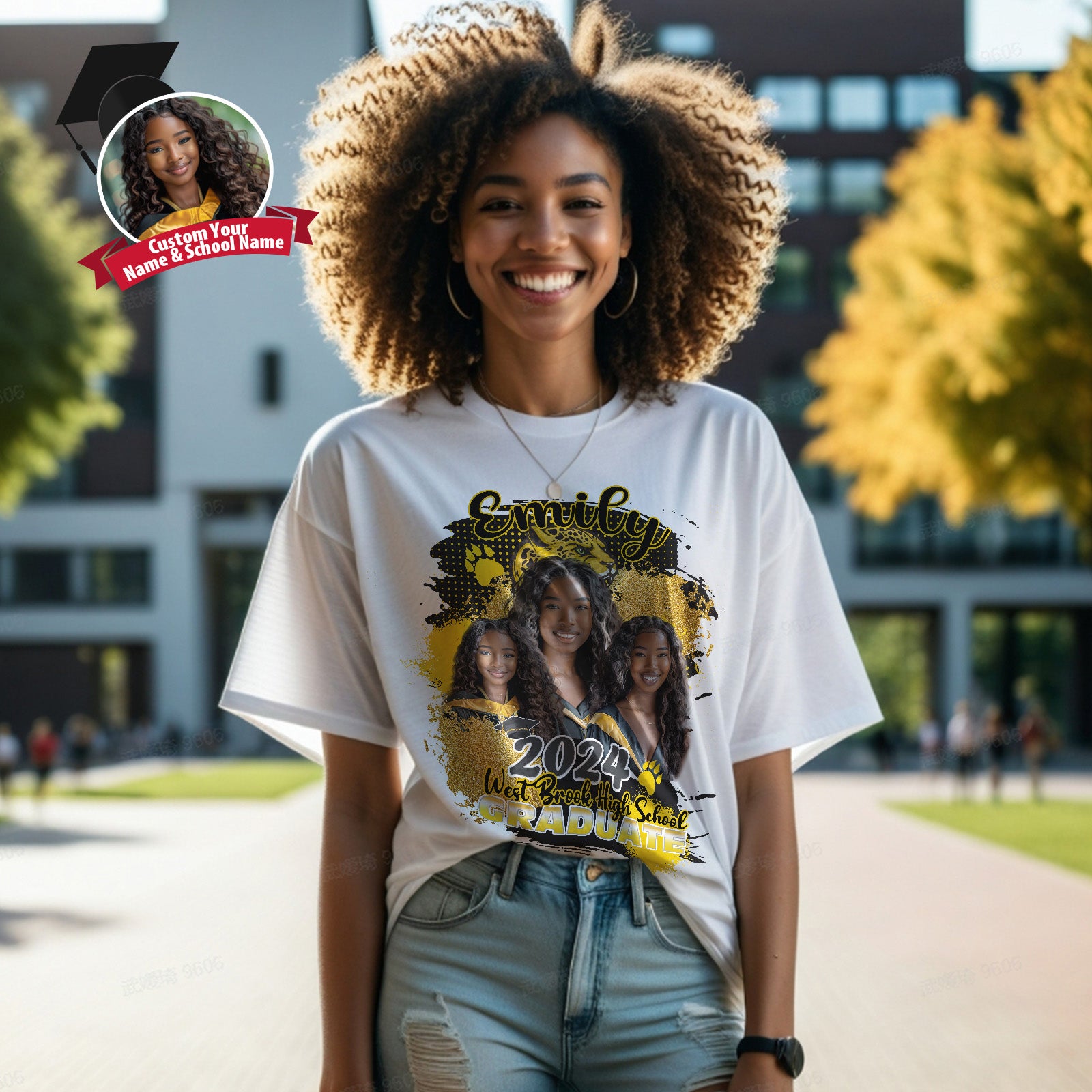 Custom Photo Vintage T-shirt Personalized Graduation T-Shirt with Name - MyHawaiianShirts