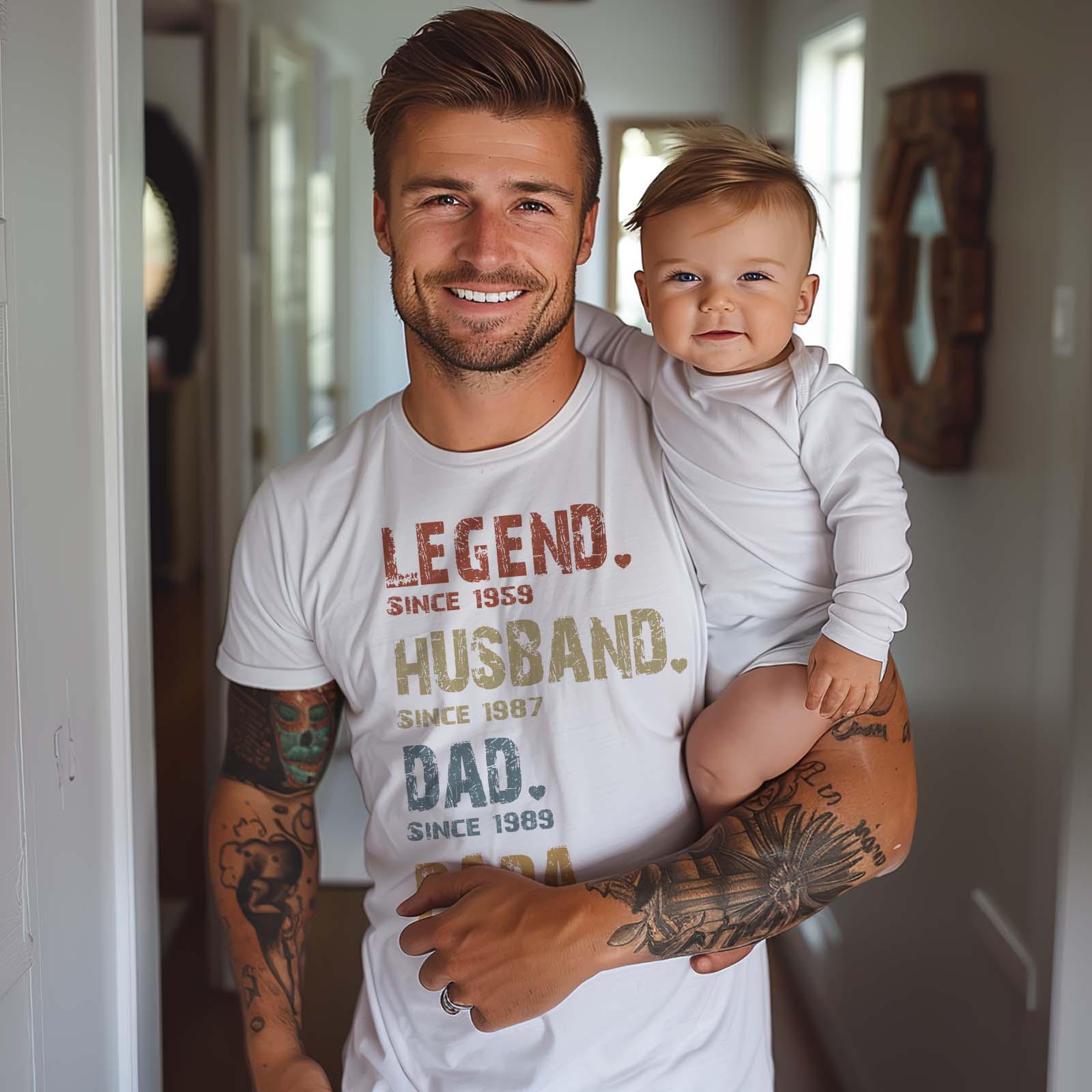 Legend, Husband, Dad And Papa Since - Family Personalized Custom Unisex T-shirt - Father's Day, Birthday Gift For Dad, Grandpa