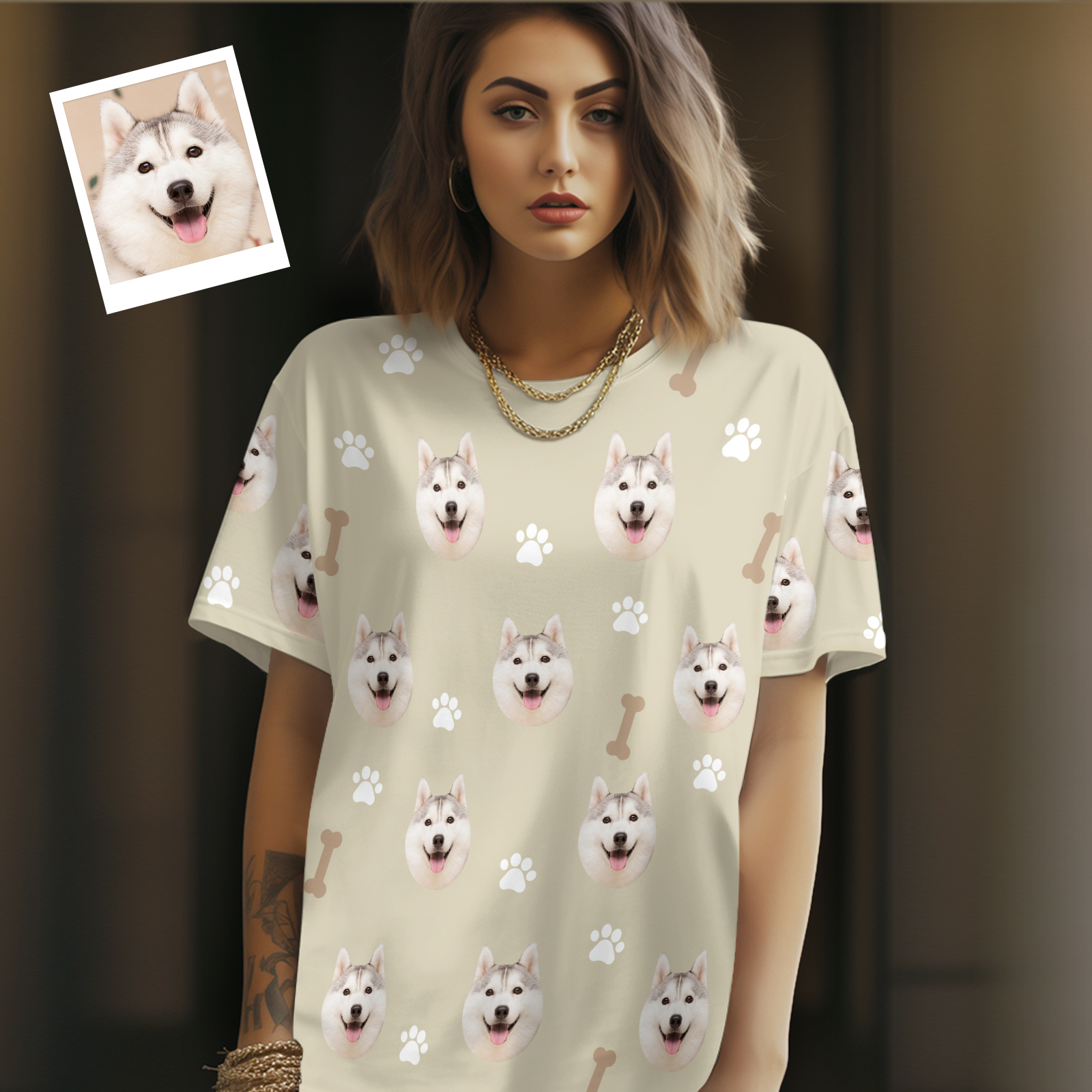 Custom Photo T-Shirt Unisex Original Personalized T-Shirt Gift With Pet Paws Photo