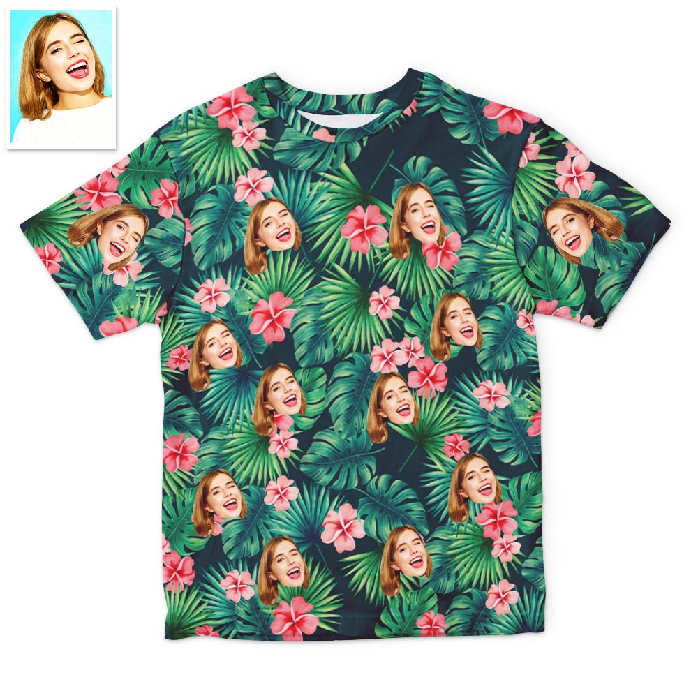 Custom Face T-Shirts Unisex Fully printed Hawaiian Style T-shirt 5 Colors Available