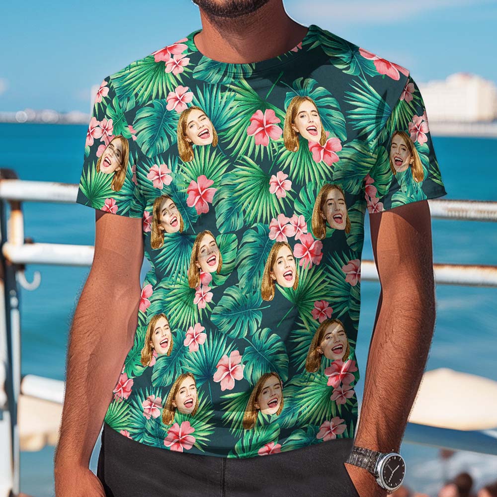 Custom Face T-Shirts Unisex Fully printed Hawaiian Style T-shirt 5 Colors Available